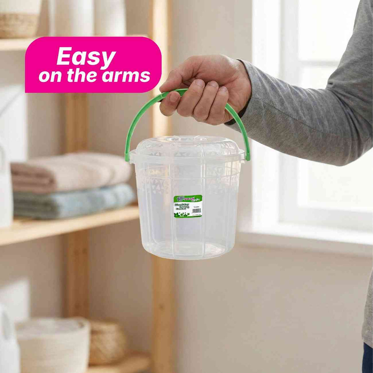 Healthy Living Trans Bucket(triangles) - 1 Ltr - 6 colour pack 72