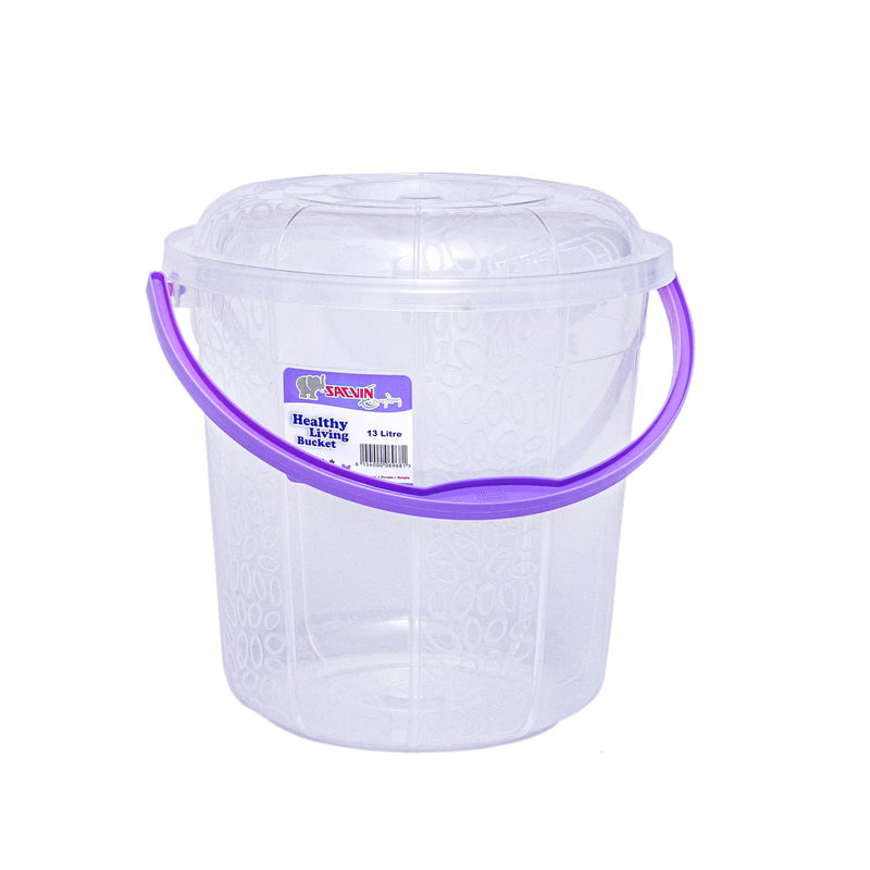 Healthy Living Transparent Bucket (Milky Way) - 13 Ltr - 6 colours pack of 12