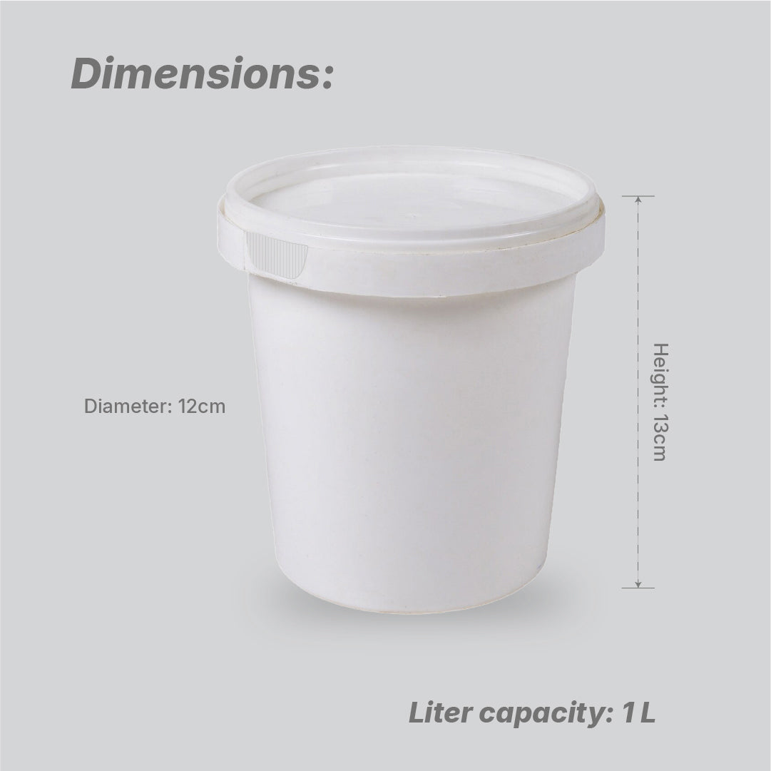 Tamper Proof Container Bttm inc Cover - White - 1 Ltr