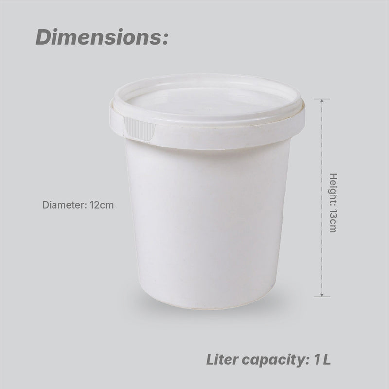 Tamper Proof Container Bttm inc Cover - White - 1 Ltr