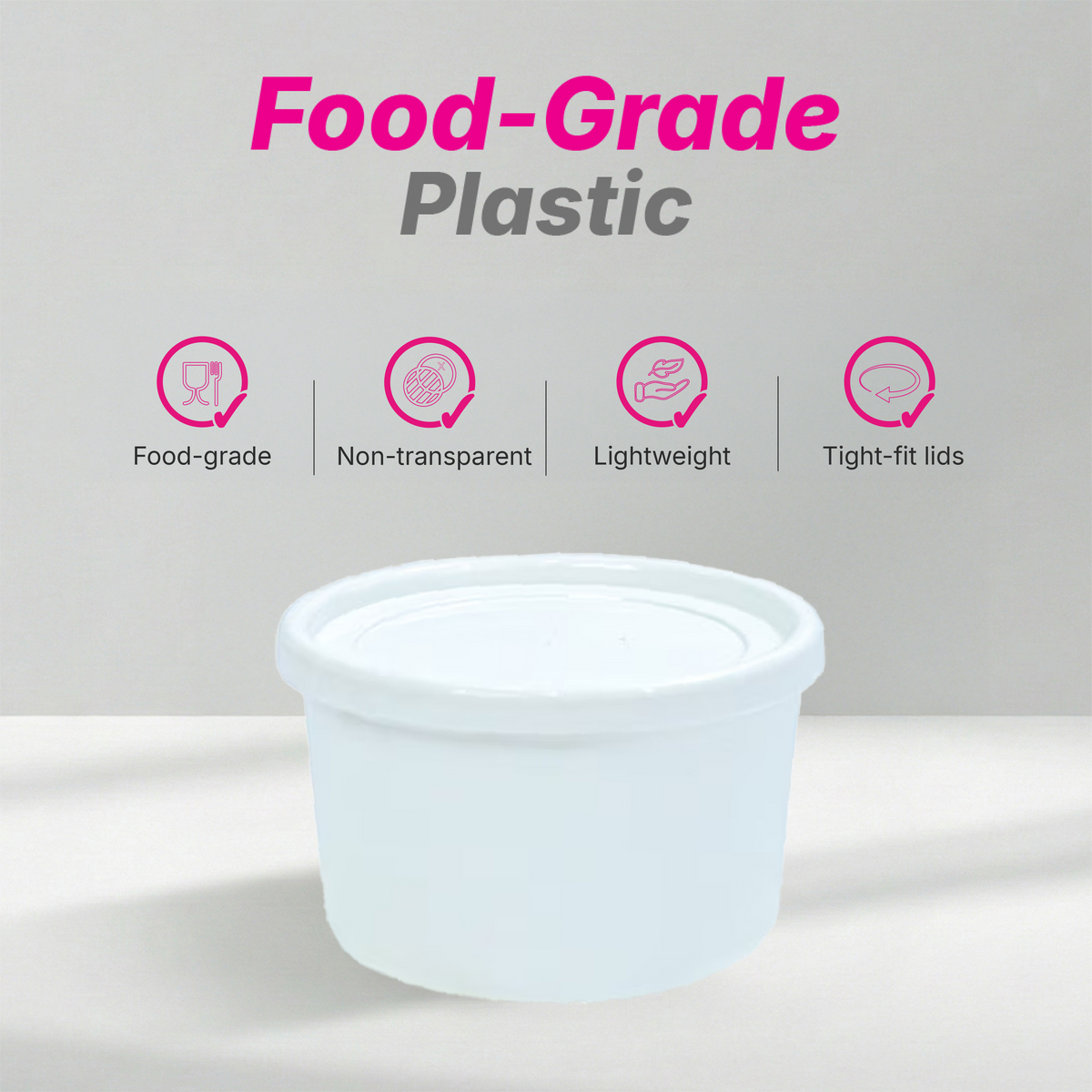 250 ml (moi moi) White Container with White Cover