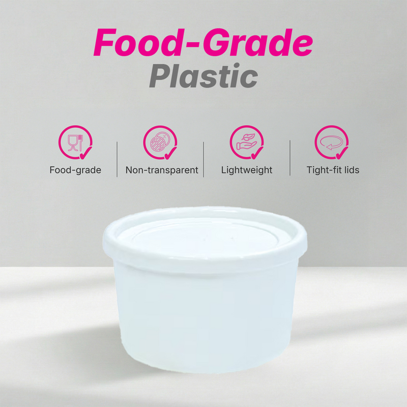 250 ml (moi moi) White Container with White Cover