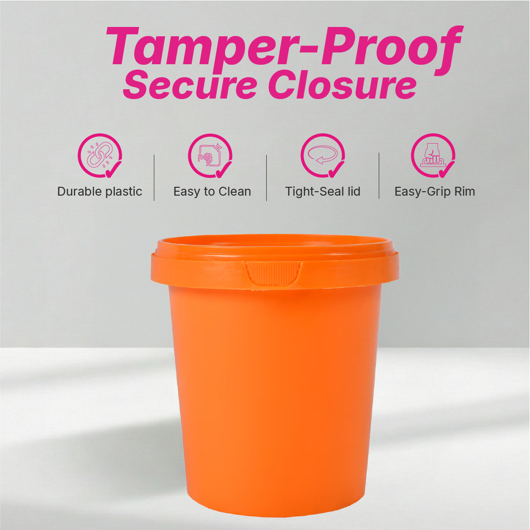 Tamper Proof Container Btm Inc Cover - Golden Yellow - 1 Ltr
