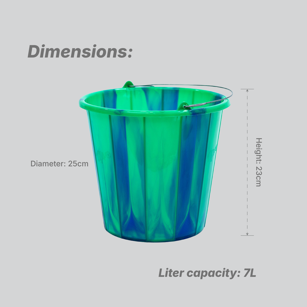 7 Ltr Open Bucket - Iron Handle
