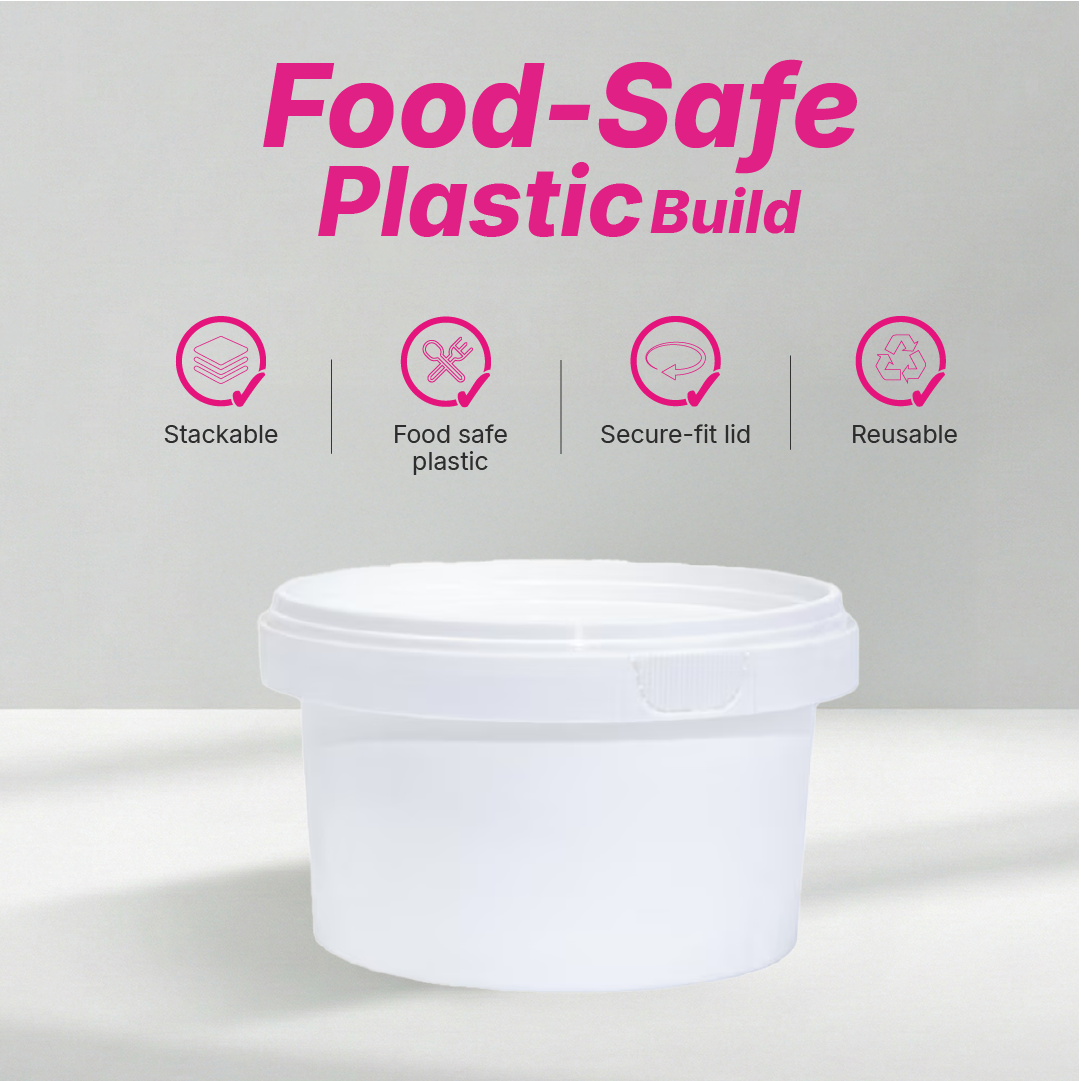Tamper Proof Container Bottom INC Cover White - 1/2 Ltr