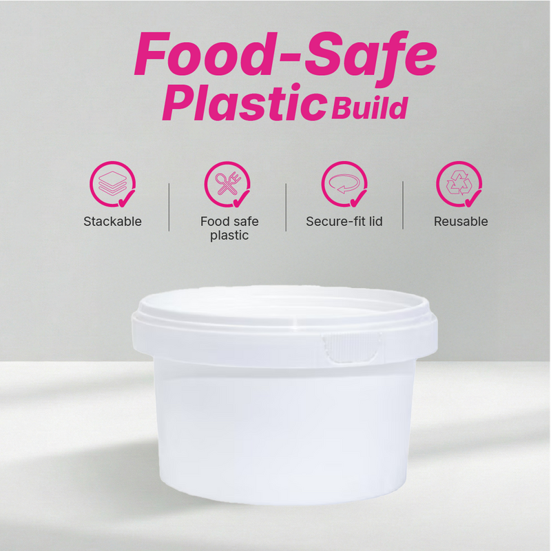 Tamper Proof Container Bottom INC Cover White - 1/2 Ltr