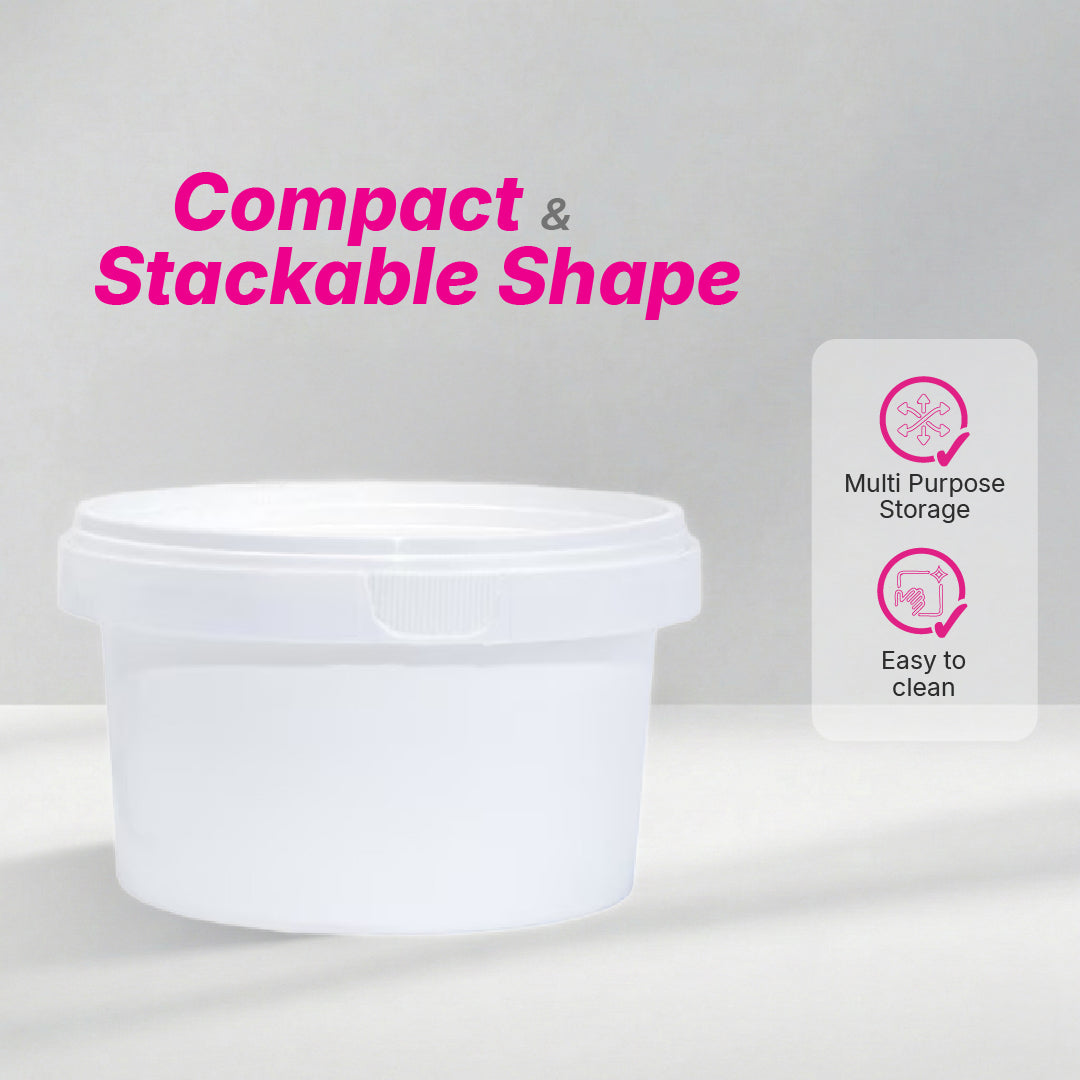 Tamper Proof Container Bottom INC Cover White - 1/2 Ltr