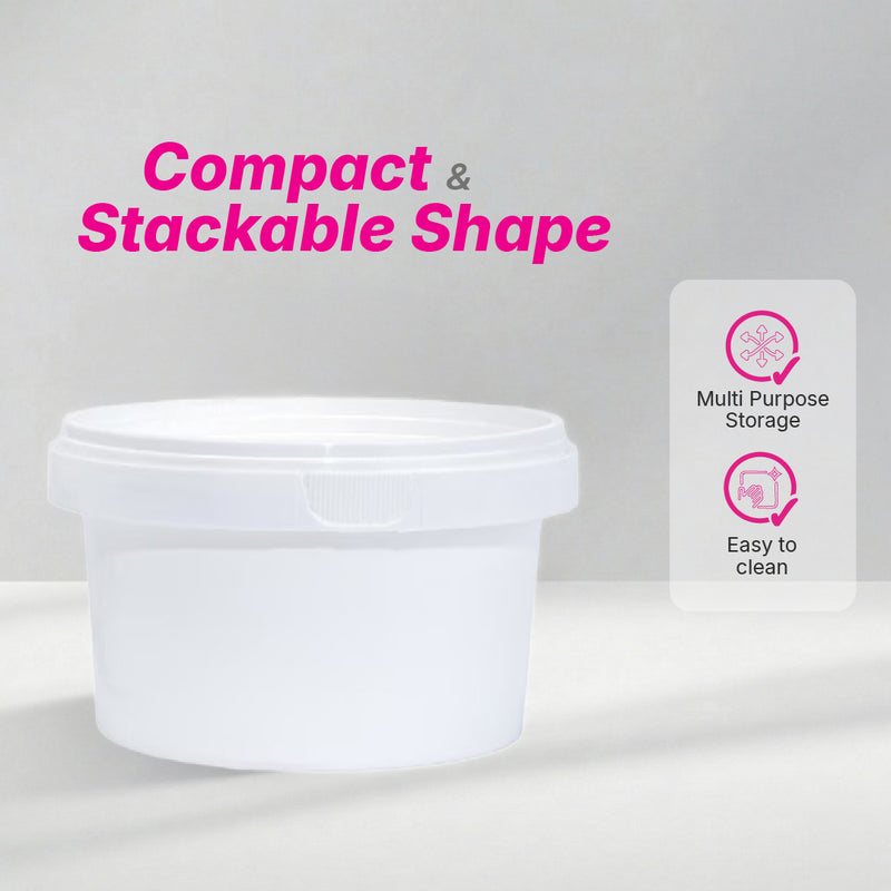 Tamper Proof Container Bottom INC Cover White - 1/2 Ltr