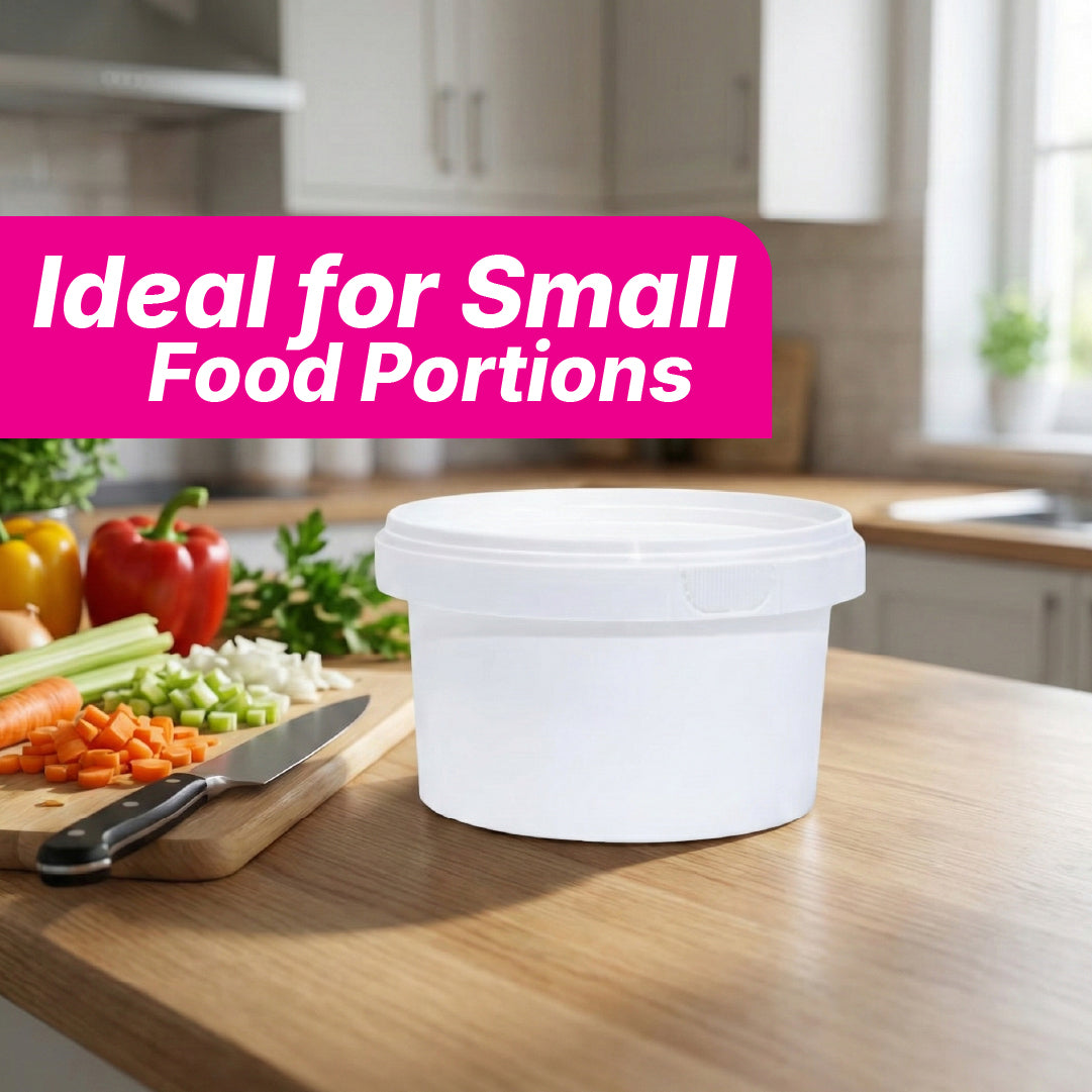 Tamper Proof Container Bottom INC Cover White - 1/2 Ltr