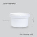 Tamper Proof Container Bottom INC Cover White - 1/2 Ltr
