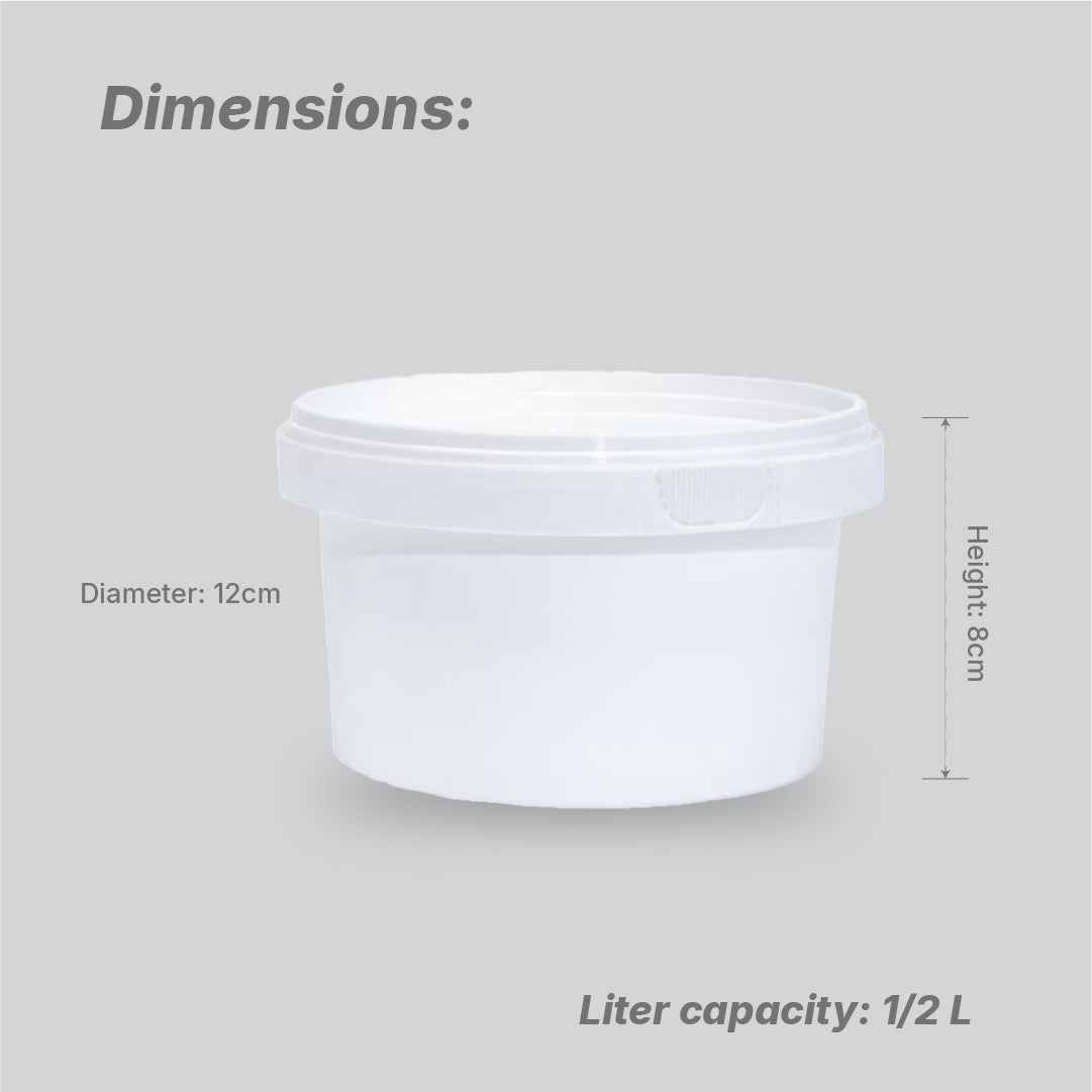 Tamper Proof Container Bottom INC Cover White - 1/2 Ltr
