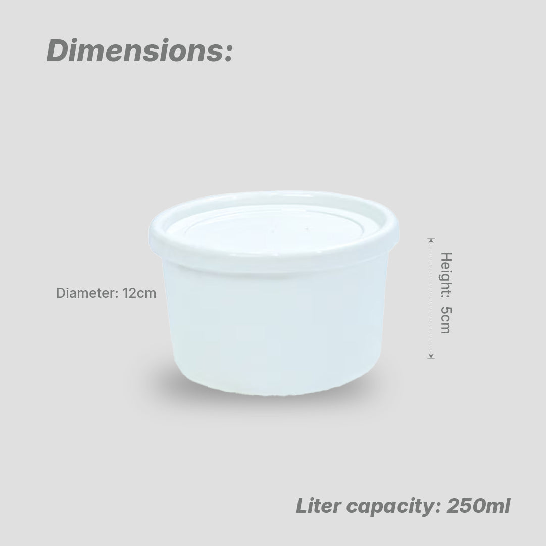 250 ml (moi moi) White Container with White Cover