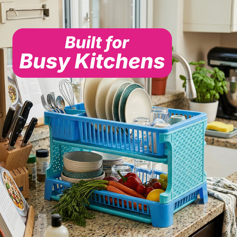 Double Decker Dish Rack - Solid Colour - 2 Layers