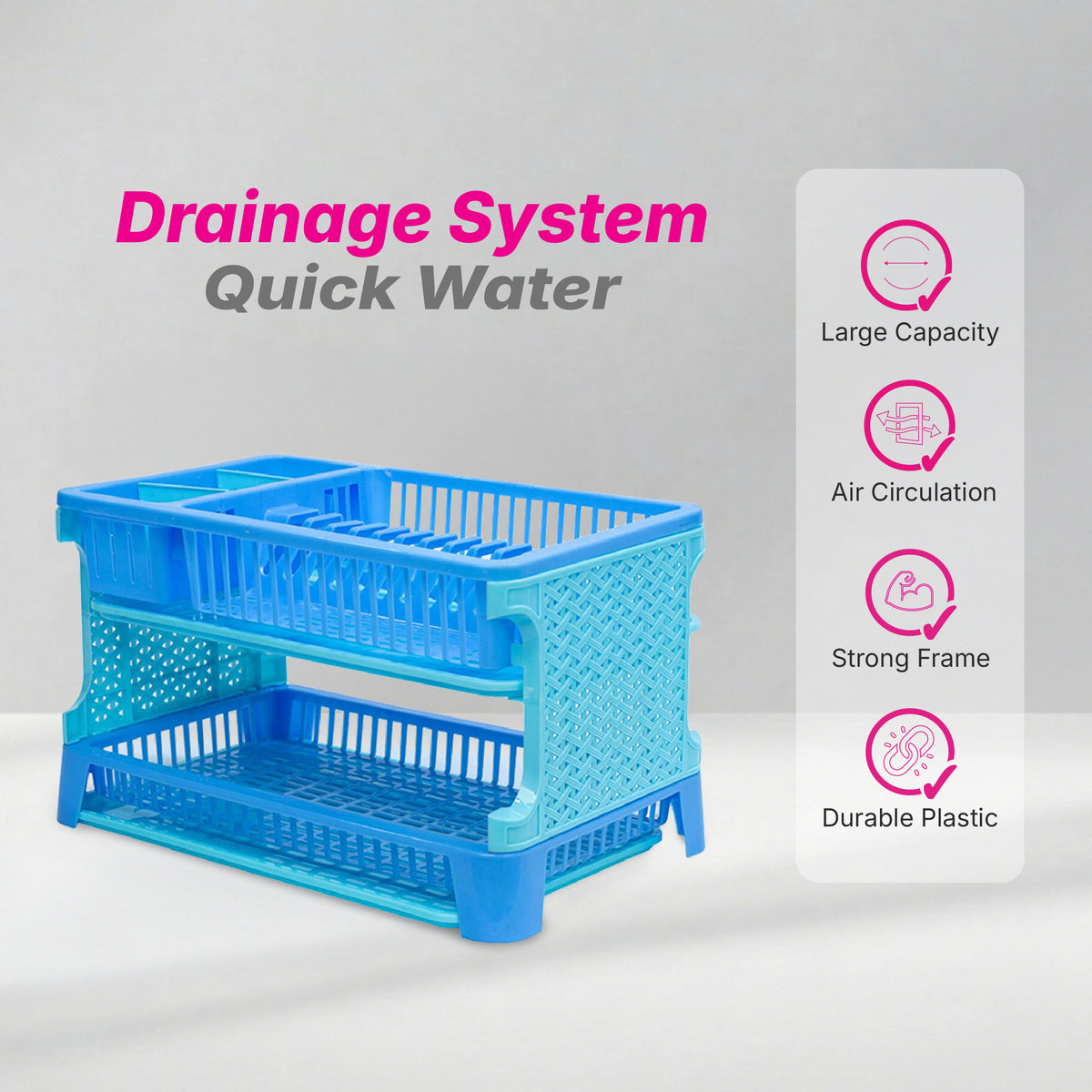 Double Decker Dish Rack - Solid Colour - 2 Layers