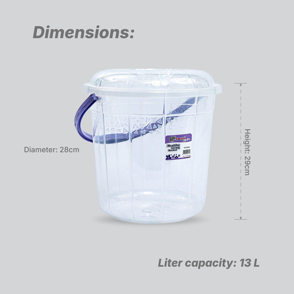 Healthy Living Trans Bucket(triangles) - 13 Ltr - 6 colour pack 12