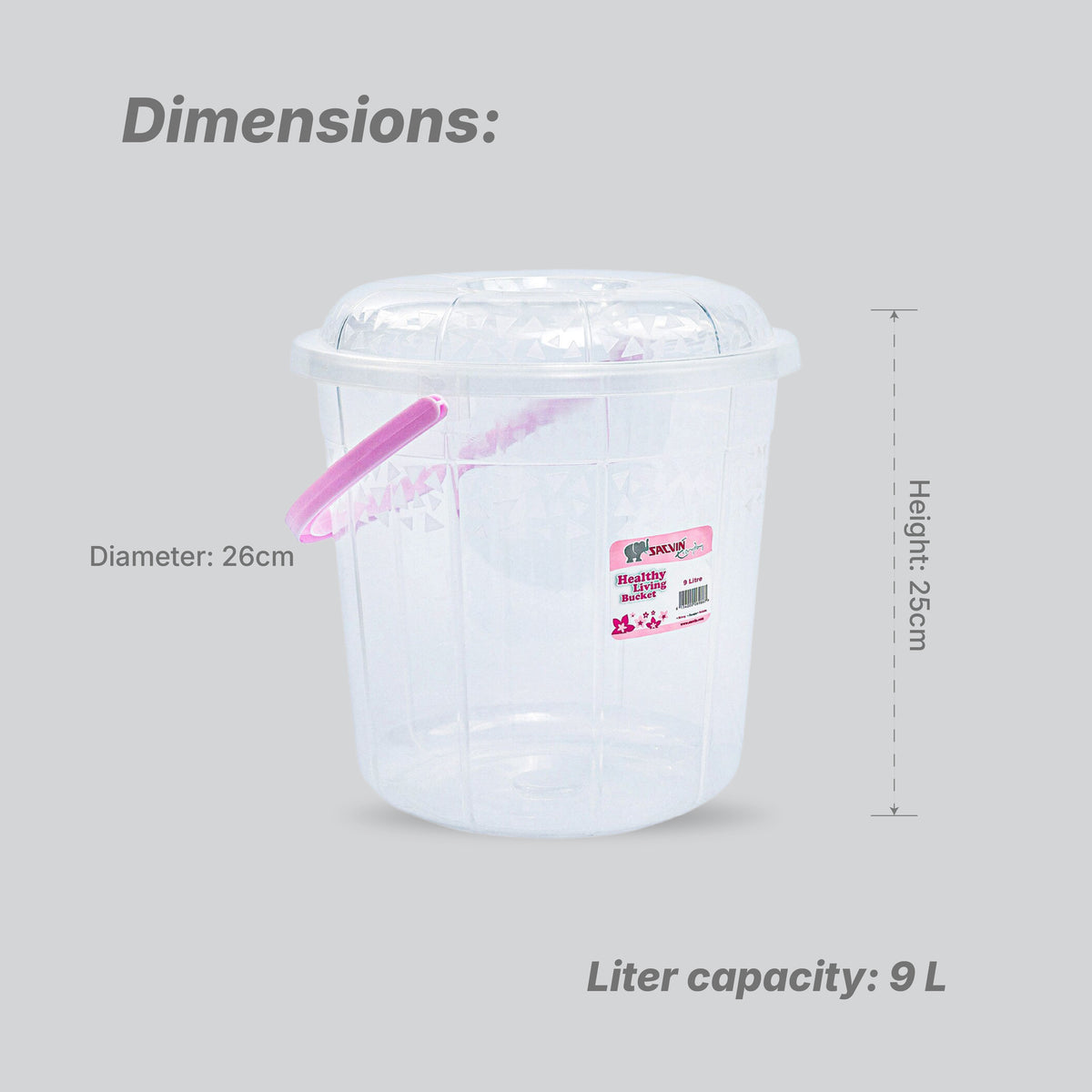 Healthy Living Trans Bucket(triangles) - 9 Ltr - 6 colour pack 12