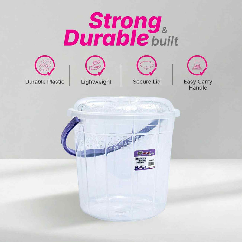 Healthy Living Trans Bucket(triangles) - 13 Ltr - 6 colour pack 12