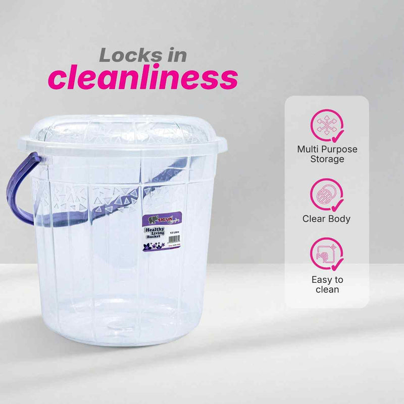 Healthy Living Trans Bucket(triangles) - 13 Ltr - 6 colour pack 12