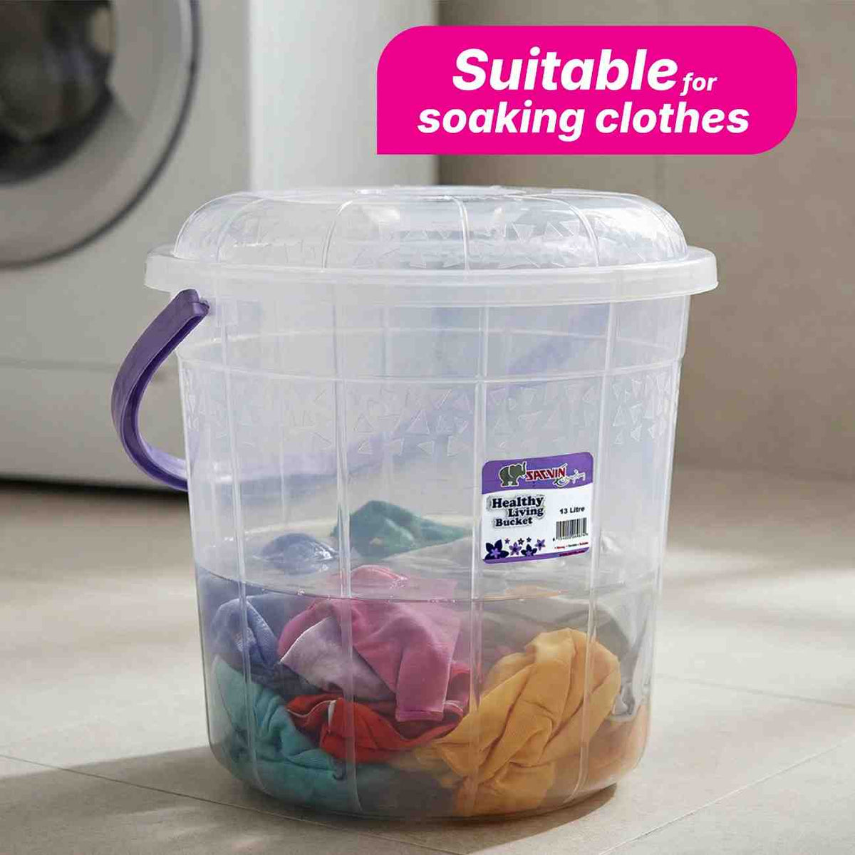 Healthy Living Trans Bucket(triangles) - 13 Ltr - 6 colour pack 12
