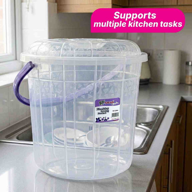 Healthy Living Trans Bucket(triangles) - 13 Ltr - 6 colour pack 12