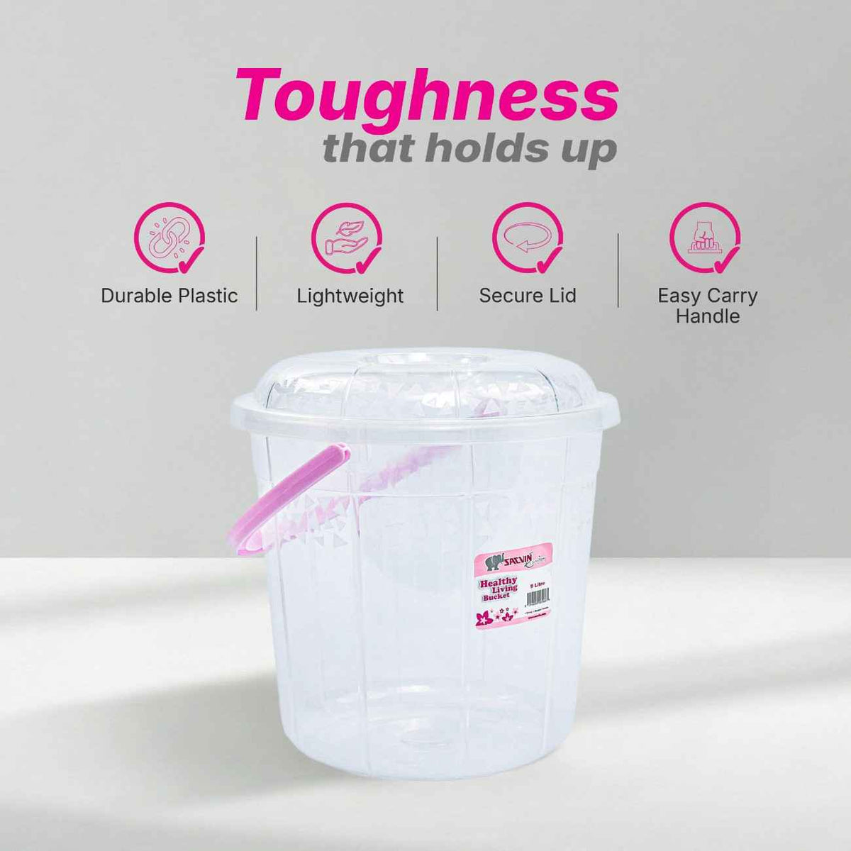 Healthy Living Trans Bucket(triangles) - 9 Ltr - 6 colour pack 12