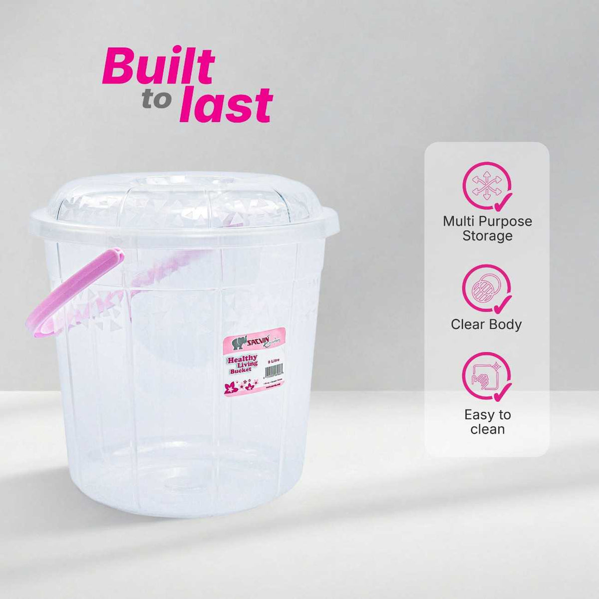 Healthy Living Trans Bucket(triangles) - 9 Ltr - 6 colour pack 12