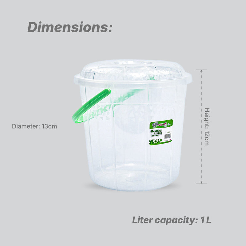 Healthy Living Trans Bucket(triangles) - 1 Ltr - 6 colour pack 72