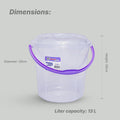 Healthy Living Transparent Bucket (Milky Way) - 13 Ltr - 6 colours pack of 12