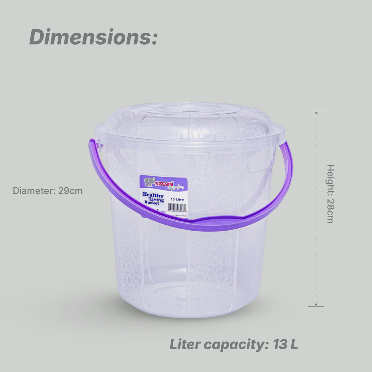 Healthy Living Transparent Bucket (Milky Way) - 13 Ltr - 6 colours pack of 12