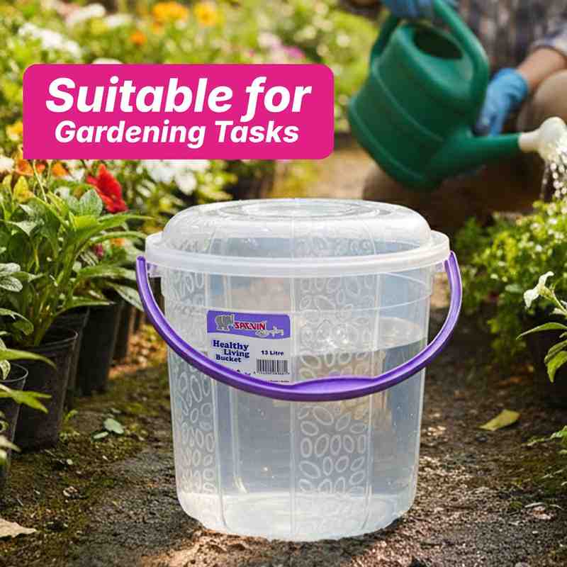 Healthy Living Transparent Bucket (Milky Way) - 13 Ltr - 6 colours pack of 12