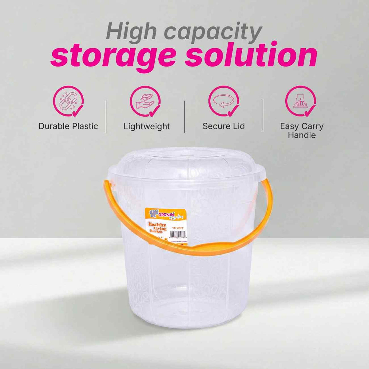 Milky Way 16 L Healthy Living Trans Bucket - 6 colour pack 12