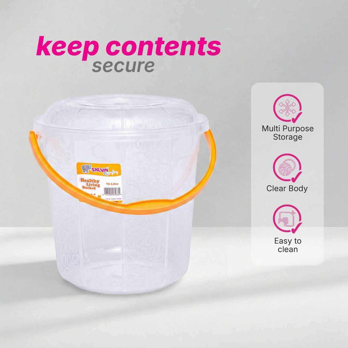 Milky Way 16 L Healthy Living Trans Bucket - 6 colour pack 12