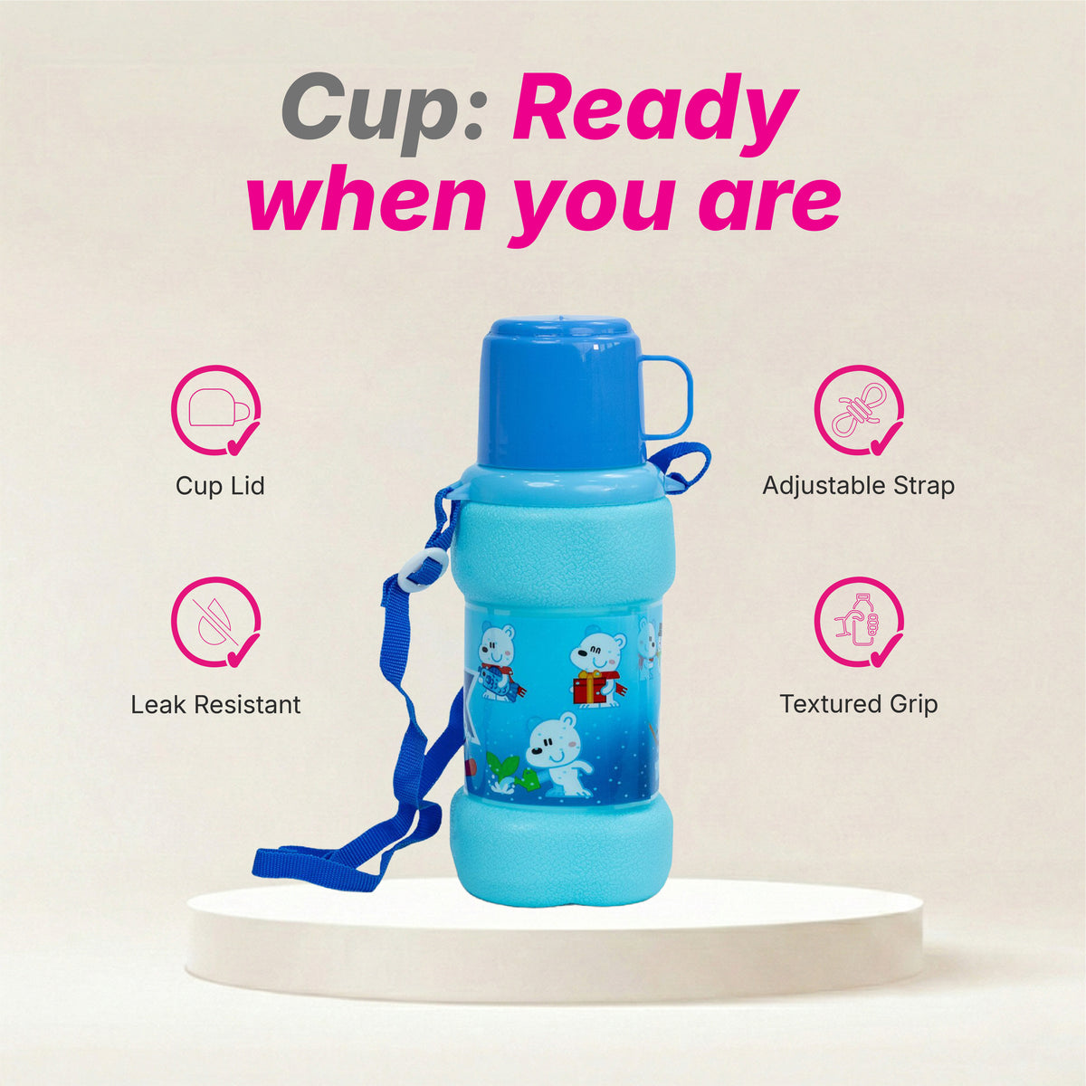 Oval Water Bottle - Solid Colour - 600 ml