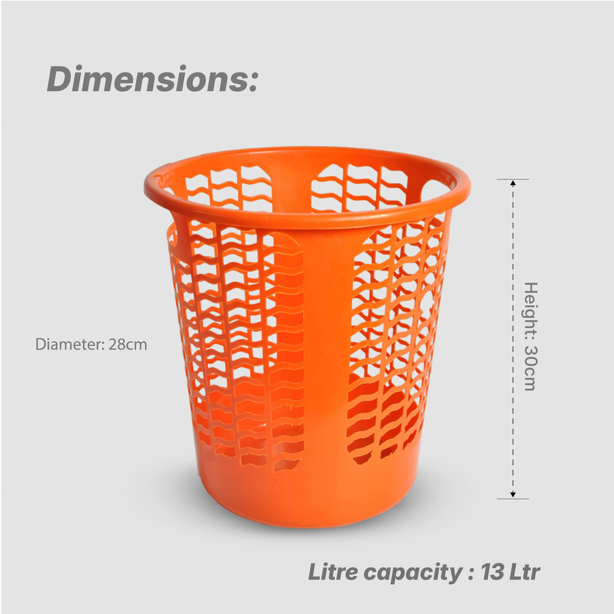Waste Paper Basket - Round - Solid Colour - 13 Ltr