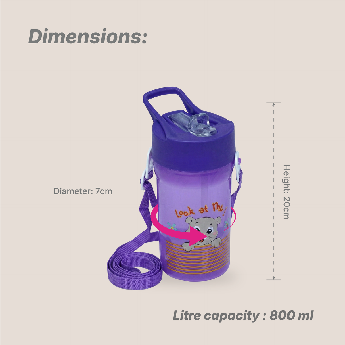 School Water Bottle - Clear Mixed - 400 ml