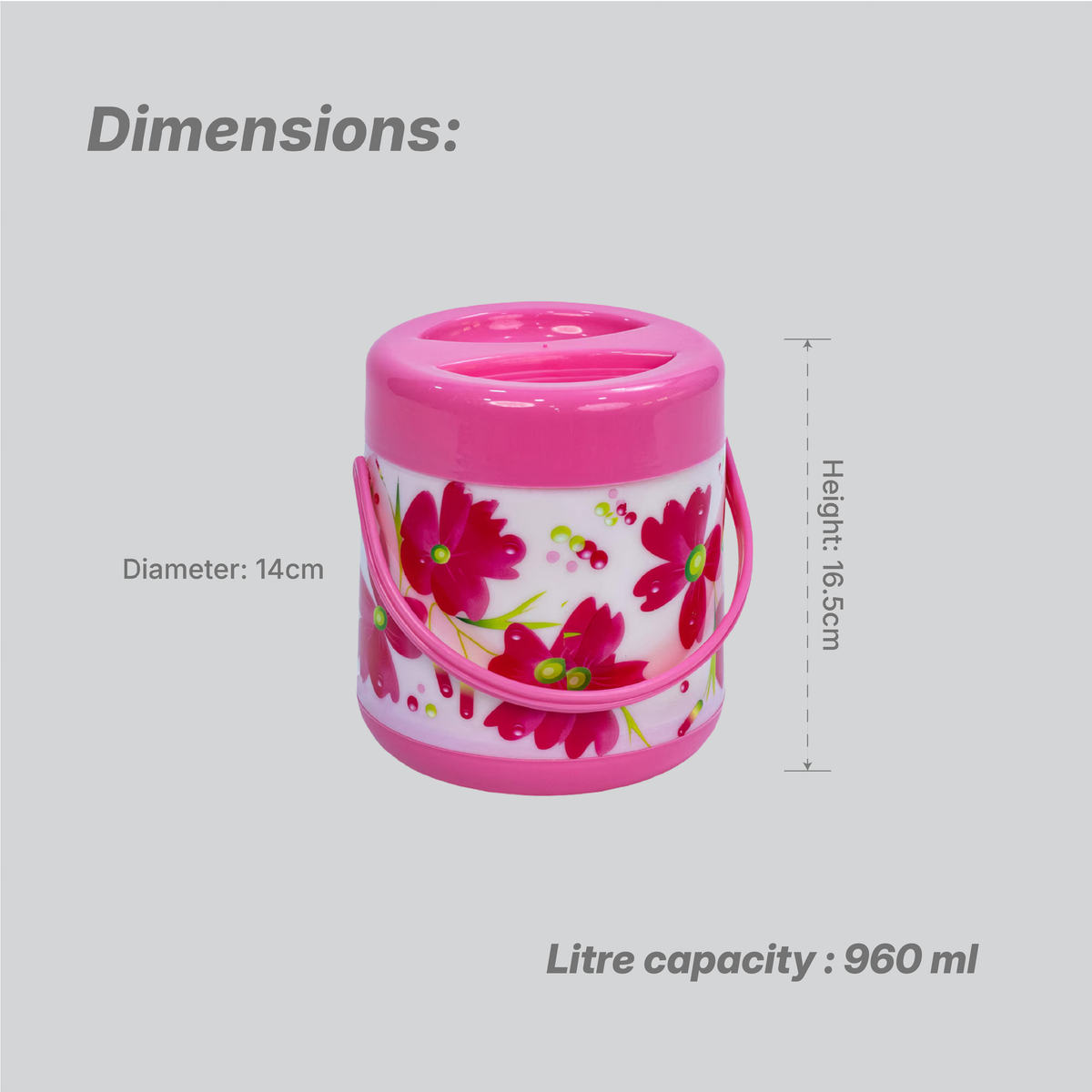 Smiling Floral Food Flask  - 960 ml