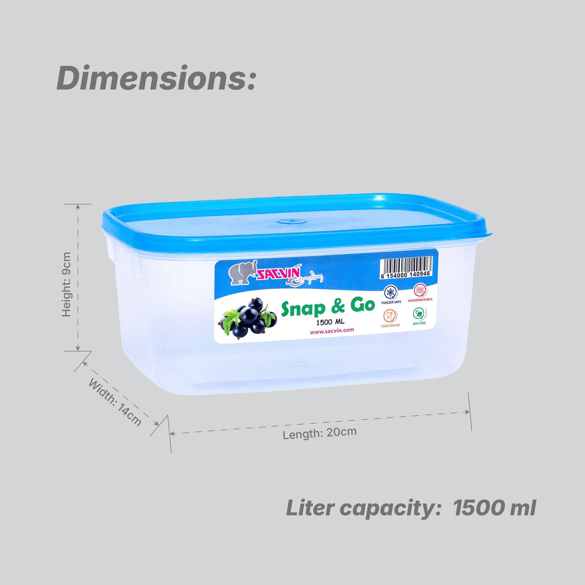 Snap & Go 1500ml Container