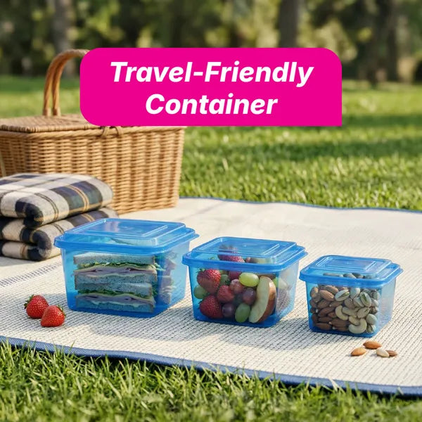 Square Container - Clear Tint - 3 Piece Mixed Size