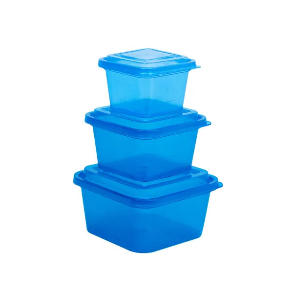 Square Container - Clear Tint - 3 Piece Mixed Size