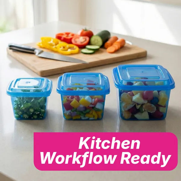 Square Container - Clear Tint - 3 Piece Mixed Size