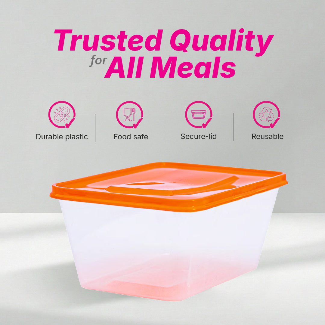 Take away Container 1000 ml - Trans Bottom & Coloured Cover (100 pack)
