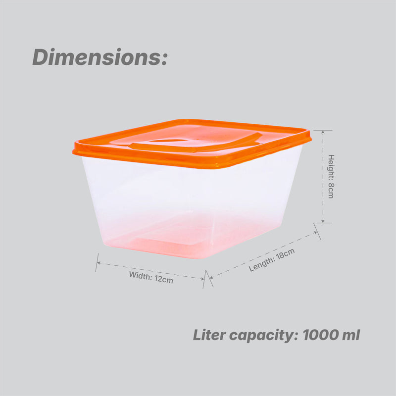 Take away Container 1000 ml - Trans Bottom & Coloured Cover (100 pack)