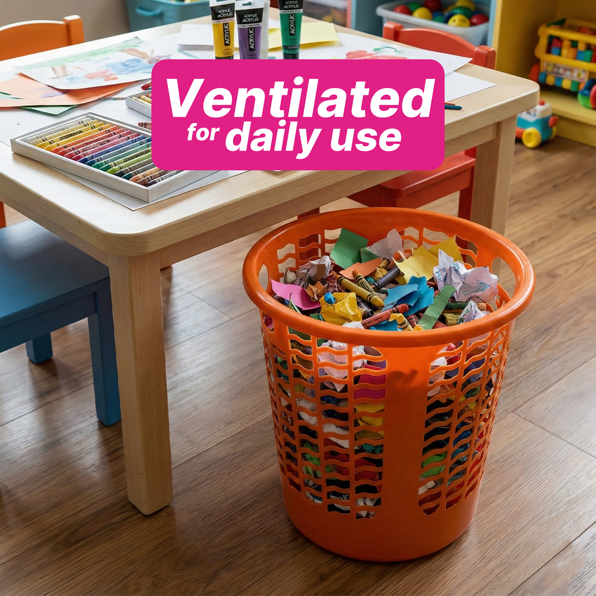 Waste Paper Basket - Round - Solid Colour - 13 Ltr