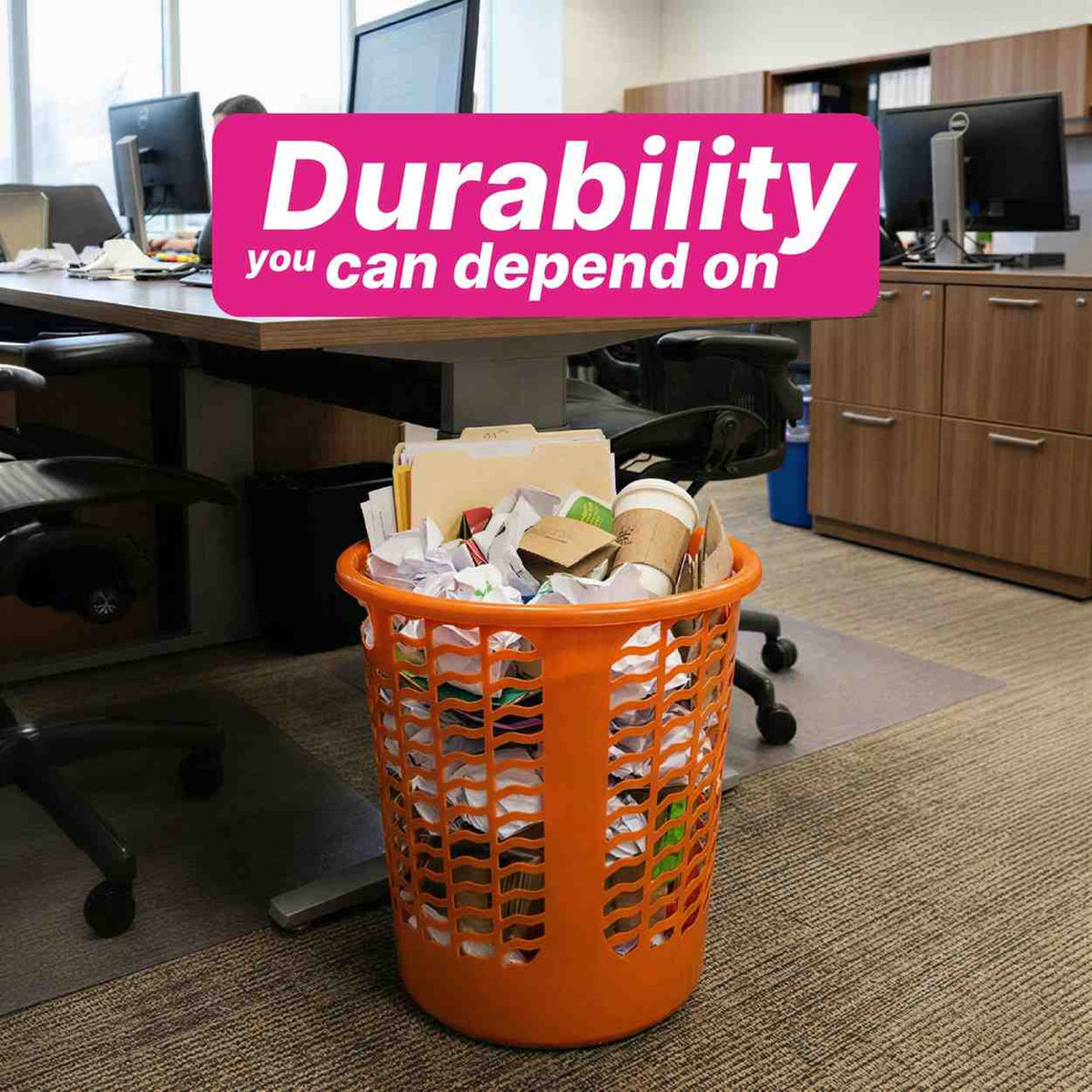 Waste Paper Basket - Round - Solid Colour - 13 Ltr