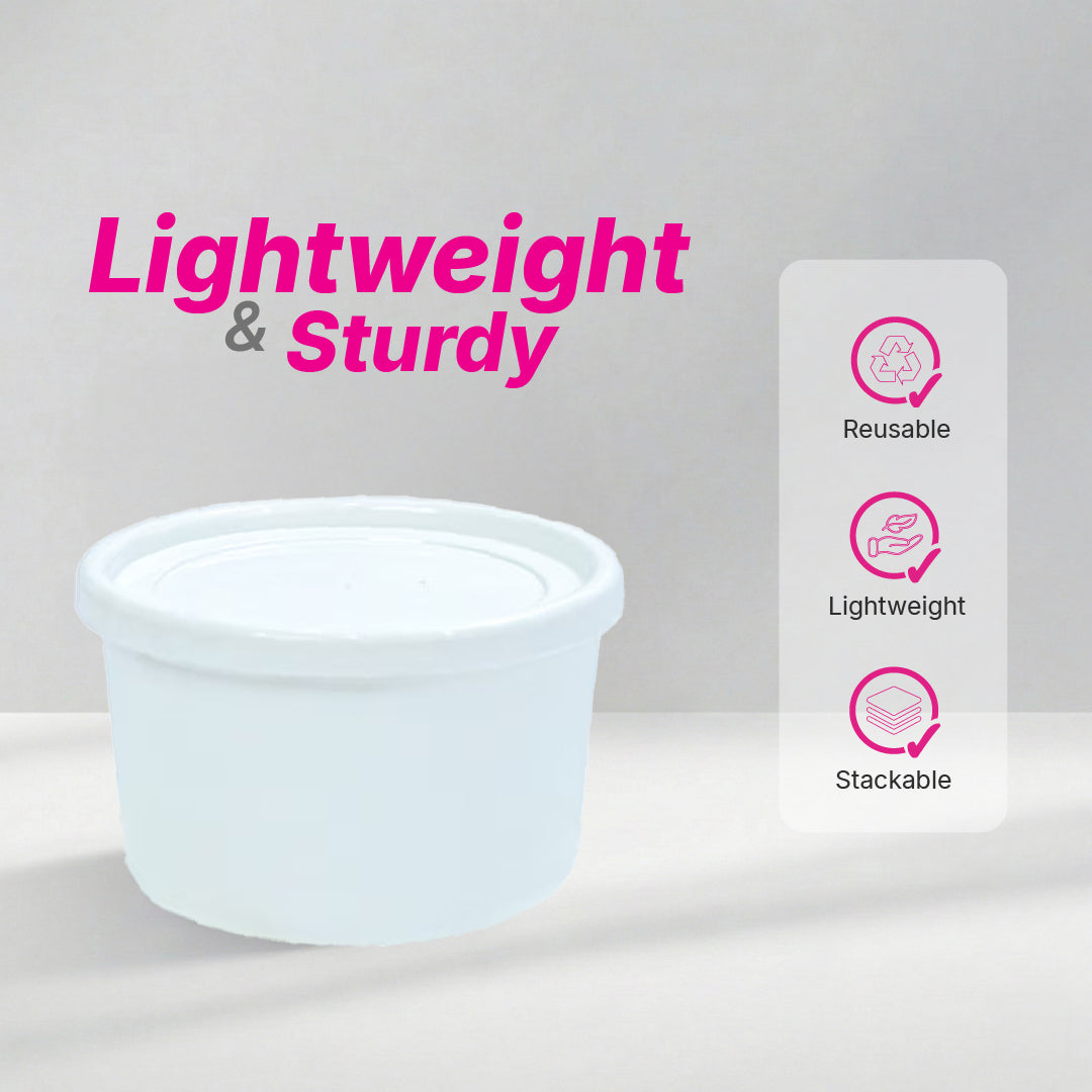 250 ml (moi moi) White Container with White Cover