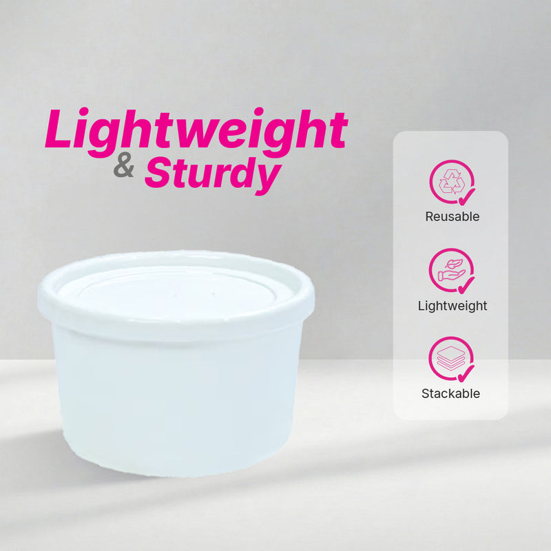 250 ml (moi moi) White Container with White Cover